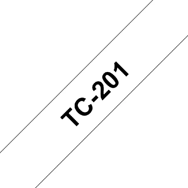 Een Labeltape Brother P-touch TC-201 12mm zwart op wit koop je bij Van Hoye Kantoor BV