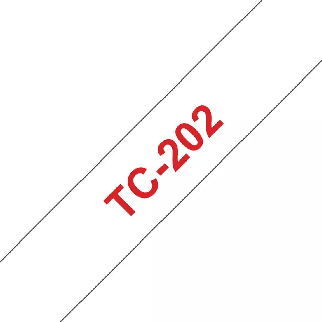 Een Labeltape Brother P-touch TC-202 12mm rood op wit koop je bij Van Hoye Kantoor BV