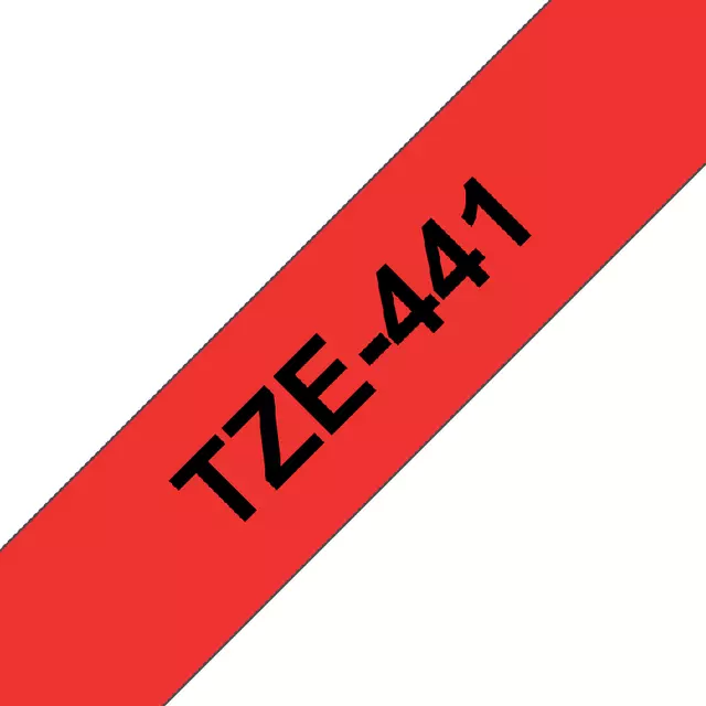 Een Labeltape Brother P-touch TZE-441 18mm zwart op rood koop je bij Van Hoye Kantoor BV
