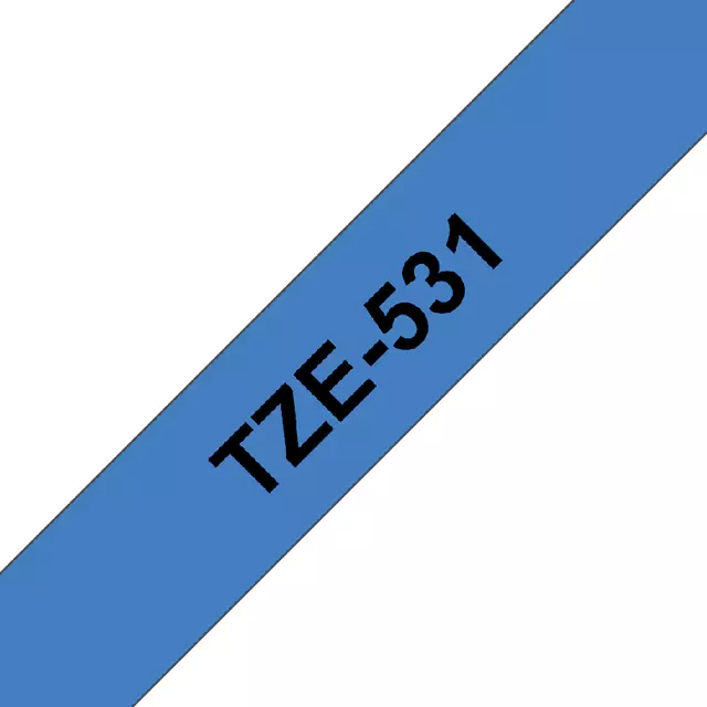 Een Labeltape Brother P-touch TZE-531 12mm zwart op blauw koop je bij Van Hoye Kantoor BV
