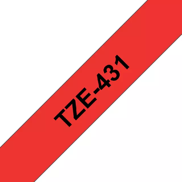 Een Labeltape Brother P-touch TZE-431 12mm zwart op rood koop je bij Van Leeuwen Boeken- en kantoorartikelen