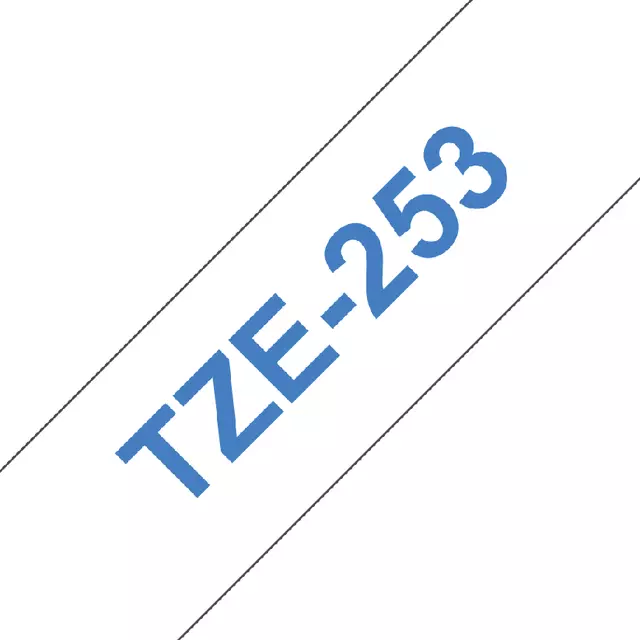 Een Labeltape Brother P-touch TZE-253 24mm blauw op wit koop je bij KantoorProfi België BV