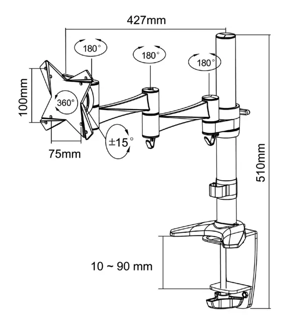 Een Monitorarm Neomounts D1330 10-30" zwart koop je bij KantoorProfi België BV