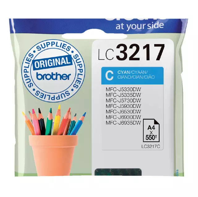 Een Inktcartridge Brother LC-3217C blauw koop je bij QuickOffice BV