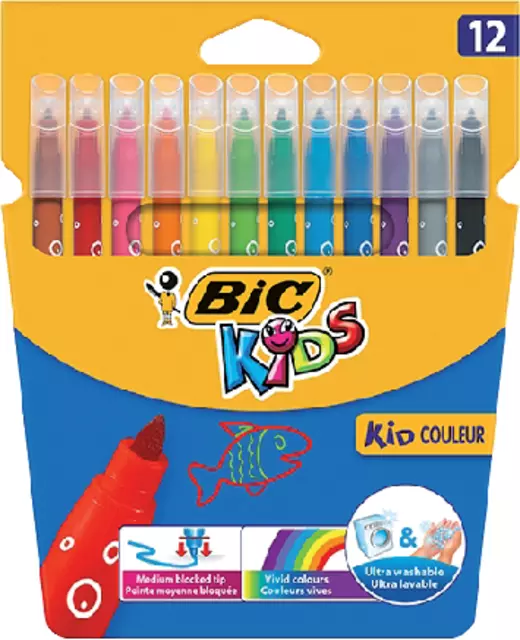 Een Kleurstift BicKids kid couleur medium assorti etui à 12 stuks koop je bij Goedkope Kantoorbenodigdheden