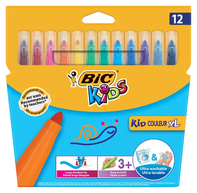 Een Kleurstift BicKids couleur XL assorti blister à 12 stuks koop je bij Goedkope Kantoorbenodigdheden
