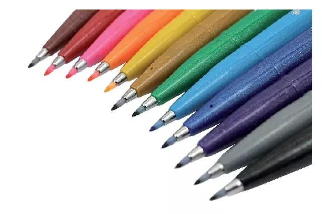 Een Brushpen Pentel SES15C Sign Artist standaardkleuren assorti doos à 12 stuks koop je bij EconOffice