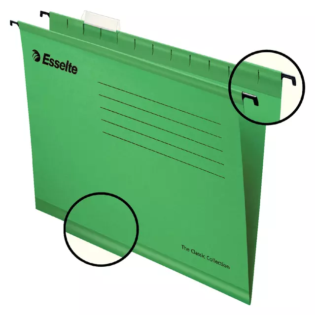 Een Hangmap Esselte Classic folio V-bodem groen koop je bij Totaal Kantoor Goeree