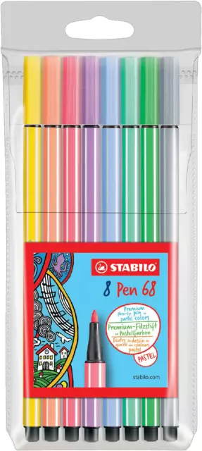 Een Viltstift STABILO Pen 68 medium pastel assorti etui à 8 stuks koop je bij QuickOffice BV