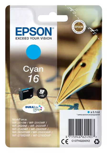 Een Inktcartridge Epson 16 T1622 blauw koop je bij EconOffice