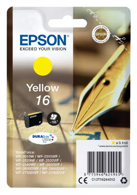 Een Inktcartridge Epson 16 T1624 geel koop je bij Goedkope Kantoorbenodigdheden