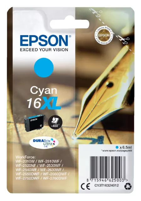 Een Inktcartridge Epson 16XL T1632 blauw koop je bij Van Hoye Kantoor BV