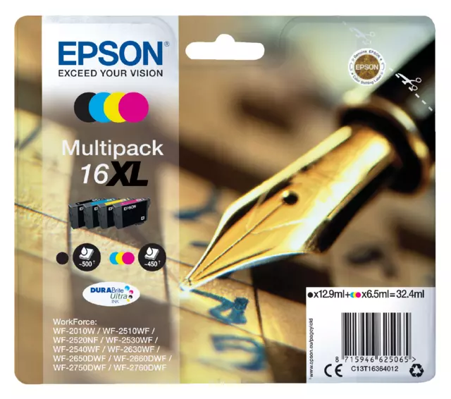 Een Inktcartridge Epson 16XL T1636 zwart + 3 kleuren koop je bij NiceSupplies.nl