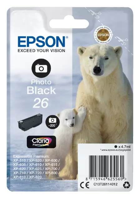 Een Inktcartridge Epson 26 T2611 foto zwart koop je bij Alles voor uw kantoor