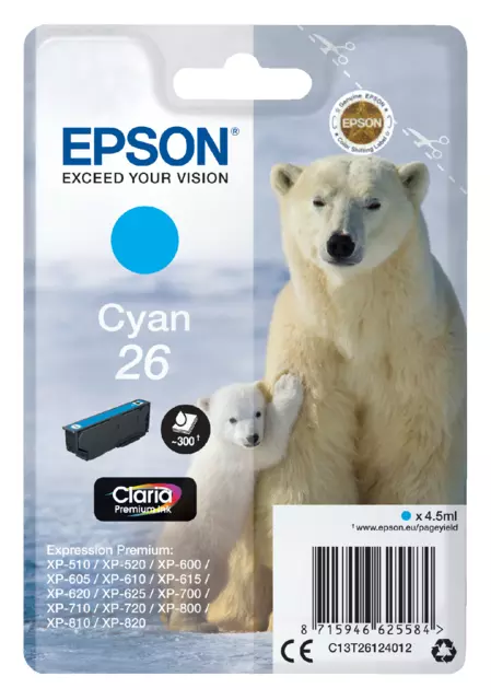 Een Inktcartridge Epson 26 T2612 blauw koop je bij QuickOffice BV