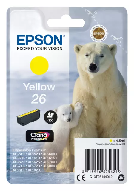 Een Inktcartridge Epson 26 T2614 geel koop je bij QuickOffice BV