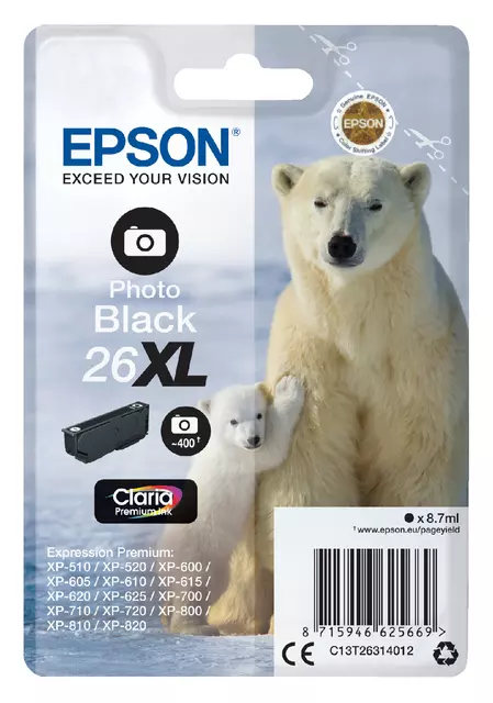 Een Inktcartridge Epson 26XL T2631 foto zwart koop je bij EconOffice