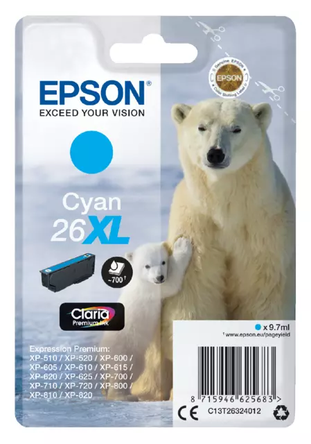 Een Inktcartridge Epson 26XL T2632 blauw koop je bij Van Hoye Kantoor BV