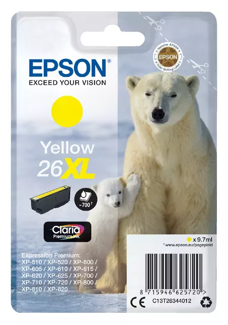 Een Inktcartridge Epson 26XL T2634 geel koop je bij Van Leeuwen Boeken- en kantoorartikelen