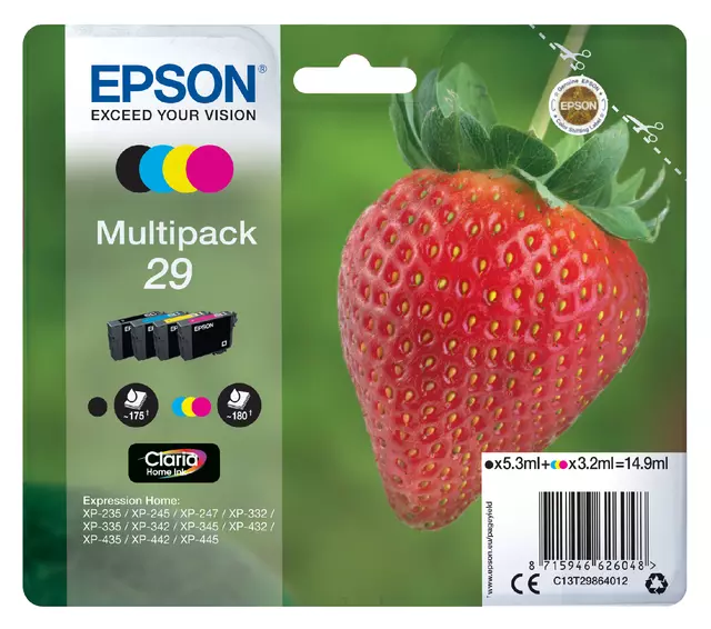Inktcartridge Epson 29 T2986 zwart + 3 kleuren