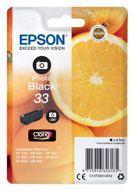 Buy your Inktcartridge Epson 33 T3341 foto zwart at QuickOffice BV