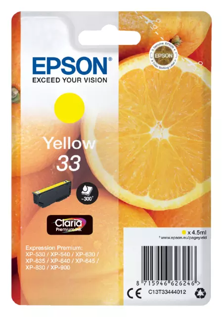 Een Inktcartridge Epson 33 T3344 geel koop je bij Alles voor uw kantoor