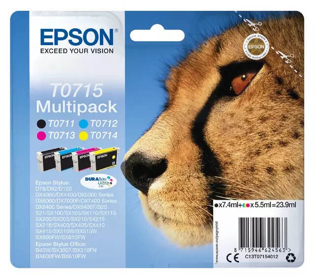 Een Inktcartridge Epson T0715 zwart + 3 kleuren koop je bij EconOffice