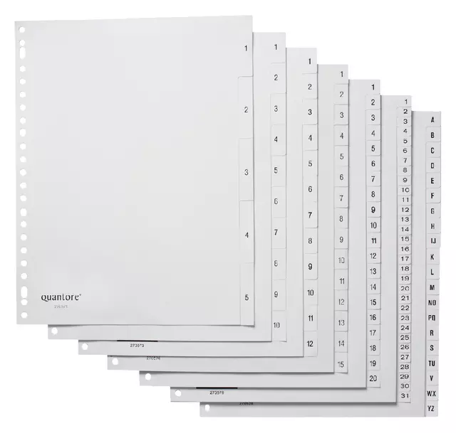 Een Tabbladen Quantore 23-gaats 1-5 genummerd wit PP koop je bij Van Leeuwen Boeken- en kantoorartikelen