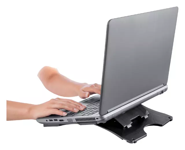 Een Laptopstandaard Quantore verstelbaar antraciet koop je bij Van Leeuwen Boeken- en kantoorartikelen