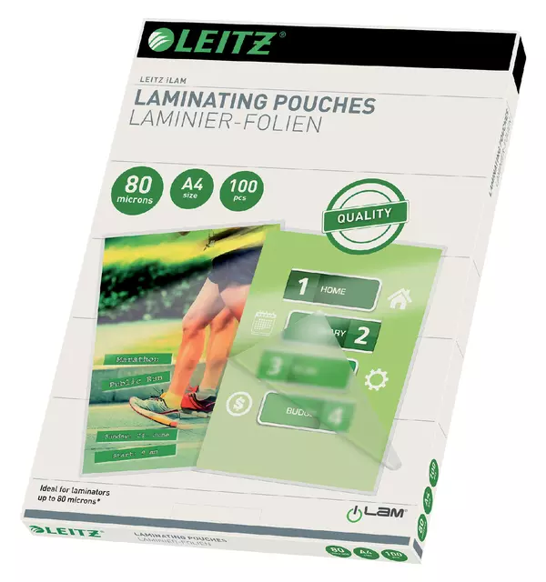 Een Lamineerhoes Leitz iLAM A4 2x80micron EVA 100stuks koop je bij EconOffice