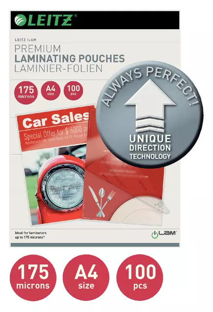 Een Lamineerhoes Leitz iLAM A4 2x175micron 100stuks koop je bij Goedkope Kantoorbenodigdheden