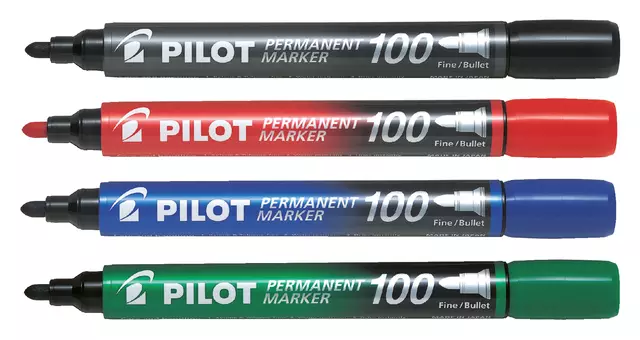 Een Viltstift PILOT 100 rond fijn assorti blister à 4 stuks koop je bij Unimark Office B.V.