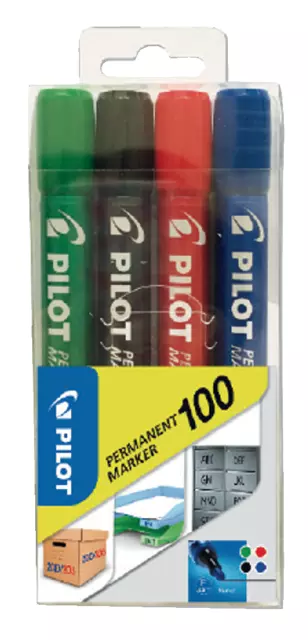 Een Viltstift PILOT 100 rond fijn assorti blister à 4 stuks koop je bij KantoorProfi België BV