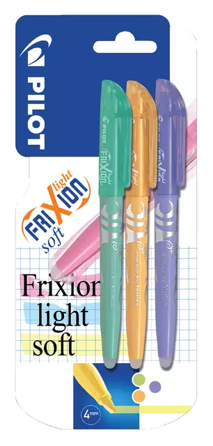 Een Markeerstift PILOT friXion light soft assorti blister à 3 stuks koop je bij Totaal Kantoor Goeree