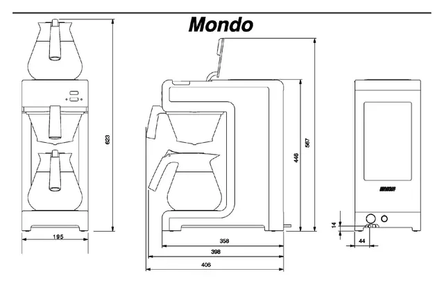 Een Koffiezetapparaat Bravilor Mondo inclusief 2 glazen kannen koop je bij KantoorProfi België BV