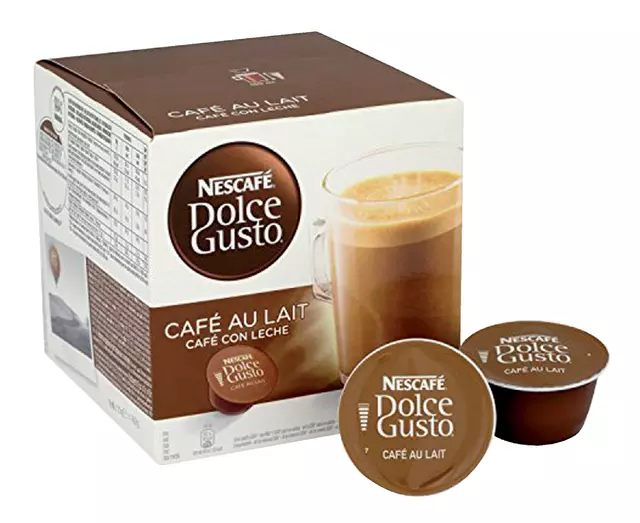 Een Koffiecups Dolce Gusto Cafe au Lait 16 stuks koop je bij MV Kantoortechniek B.V.