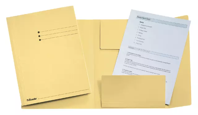 Een Dossiermap Esselte folio 3 kleppen manilla 275gr geel koop je bij Totaal Kantoor Goeree