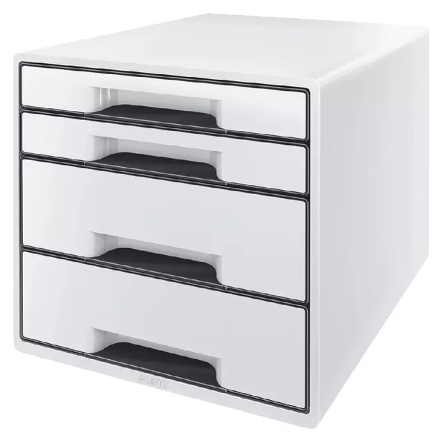 Een Ladenblok Leitz Wow Cube A4 maxi 4 laden wit/zwart koop je bij Kantoorvakhandel van der Heijde