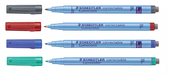 Een Viltstift Staedtler Lumocolor 305 non permanent correctable F blauw koop je bij KantoorProfi België BV