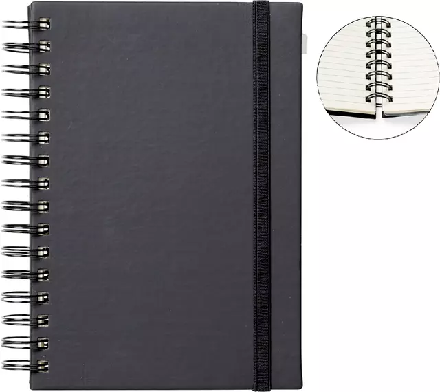 Een Notitieboek Quantore A5 spiraal lijn 192blz 80gr zwart koop je bij Van Hoye Kantoor BV