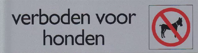 Een Infobord pictogram verboden voor honden 165x44mm koop je bij MV Kantoortechniek B.V.