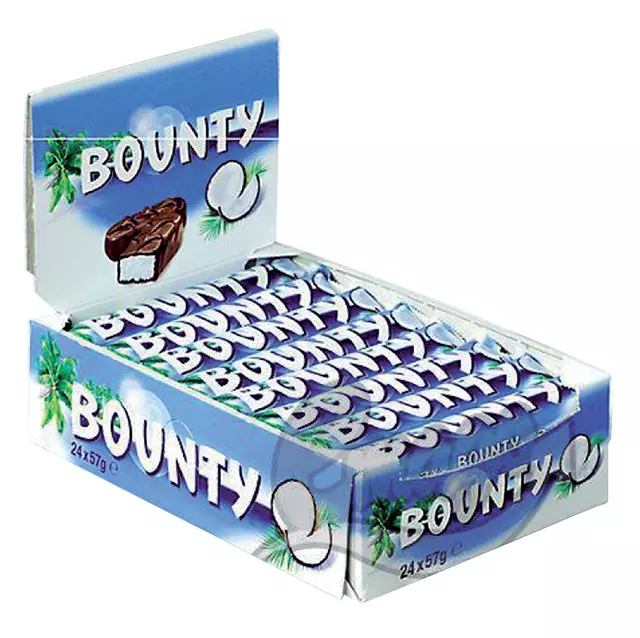 Een Snoep Bounty reep 24x57 gram koop je bij Van Leeuwen Boeken- en kantoorartikelen