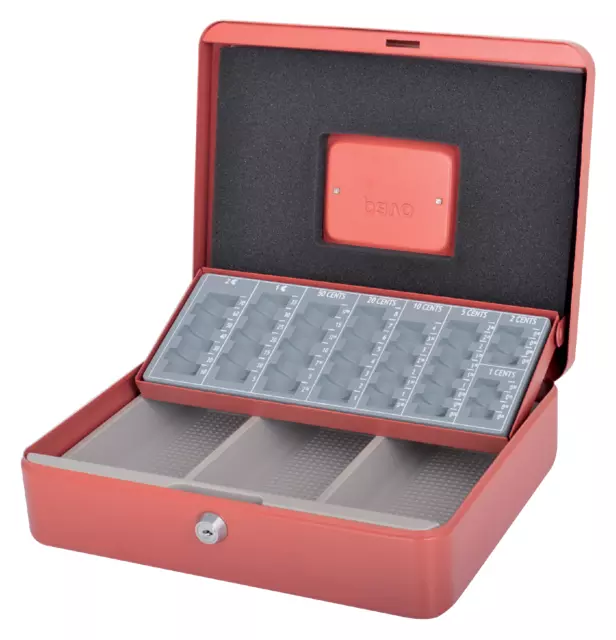 Een Coffret caisse Pavo avec monnayeur 300x240x90mm rouge koop je bij QuickOffice BV