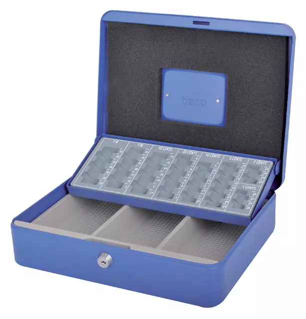 Een Geldkist Pavo met muntsorteerbak 300x240x90mm blauw koop je bij EconOffice