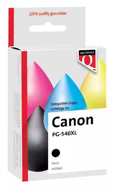 Een Inktcartridge Quantore alternatief tbv Canon PG-540XL zwart HC koop je bij Van Hoye Kantoor BV