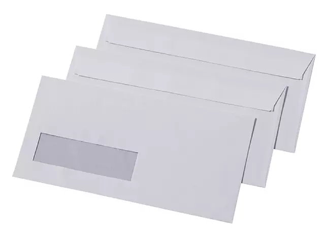 Een Envelop Quantore 110x220mm venster 3x10cm links zelfkl 500st koop je bij Goedkope Kantoorbenodigdheden