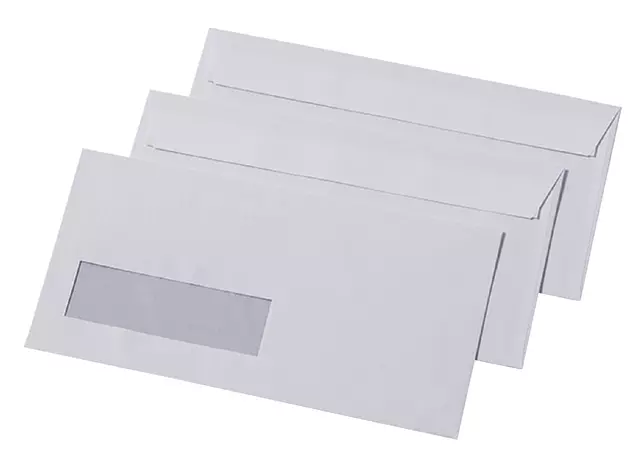 Envelop Quantore 110x220mm venster 3x10cm links zelfkl 500st