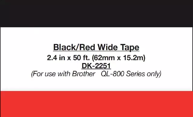 Een Etiket Brother DK-22251 62mm 15-meter zwart/rood koop je bij Van Leeuwen Boeken- en kantoorartikelen