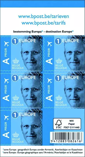 Een Postzegel Belgie Waarde 1 Europa pak à 50 stuks koop je bij MV Kantoortechniek B.V.