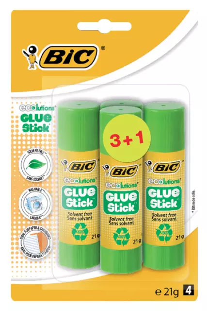 Een Lijmstift Bic Ecolutions 21gr blister à 3+1 gratis koop je bij EconOffice